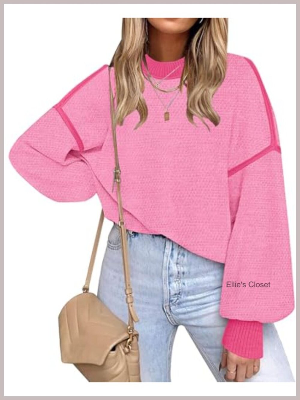 Womens Oversized Knitted Sweater Batwing Long Sleeve Tunic Pullover